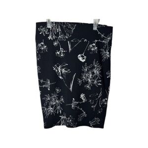 LuLaRoe Black and White Floral Cassie Pencil Skirt